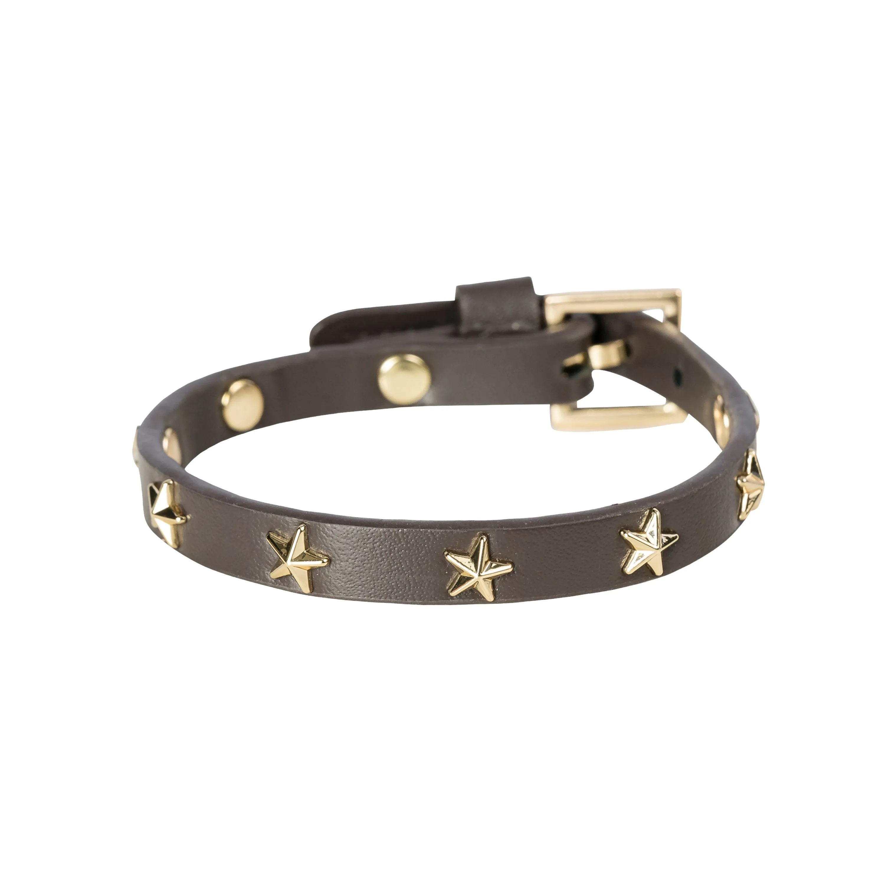 LEATHER STAR STUD BRACELET MINI CHOCOLATE BROWN sold by DARK Department