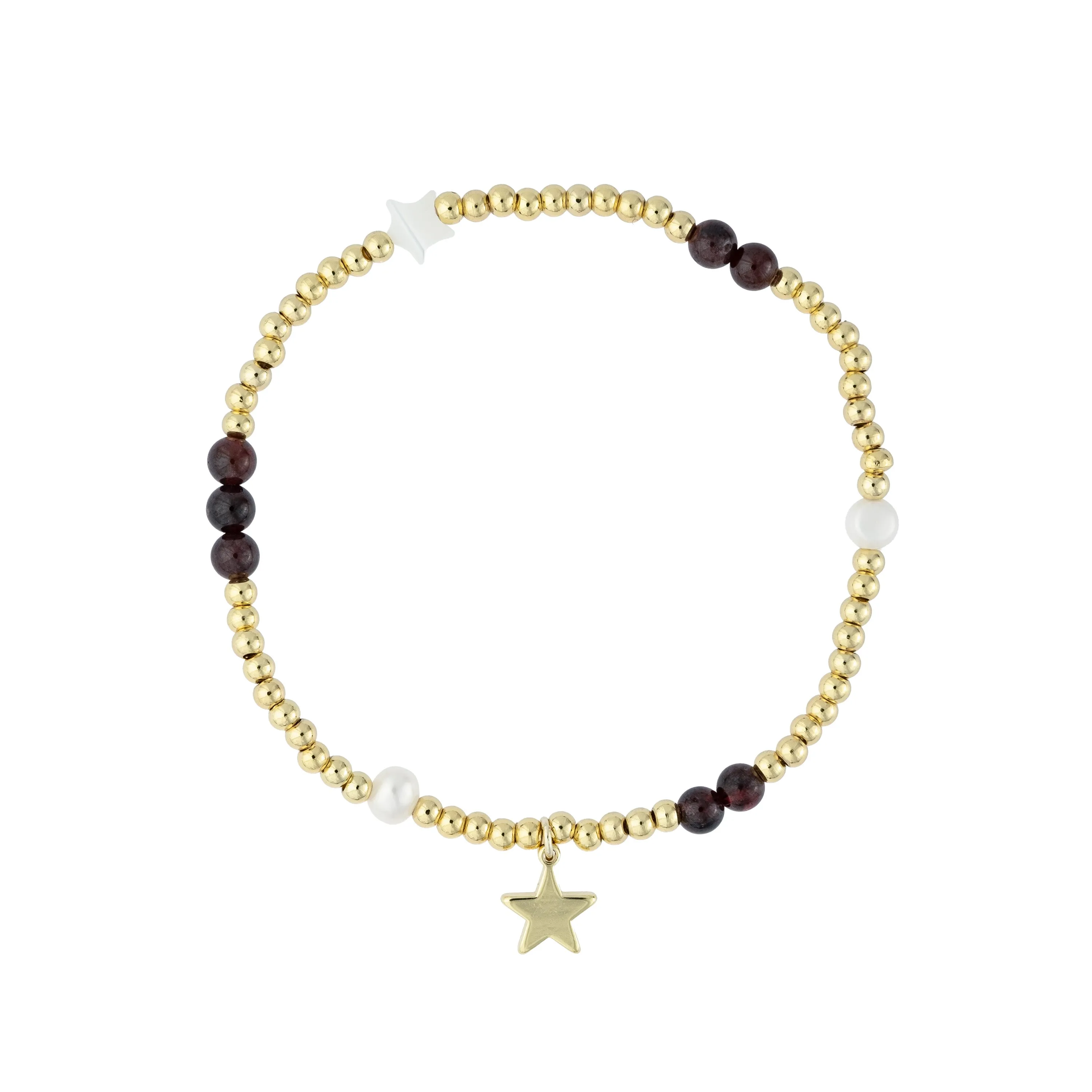 METAL BEAD BRACELET W/STONE BEADS & PEARLS MAROON sold by DARK Department