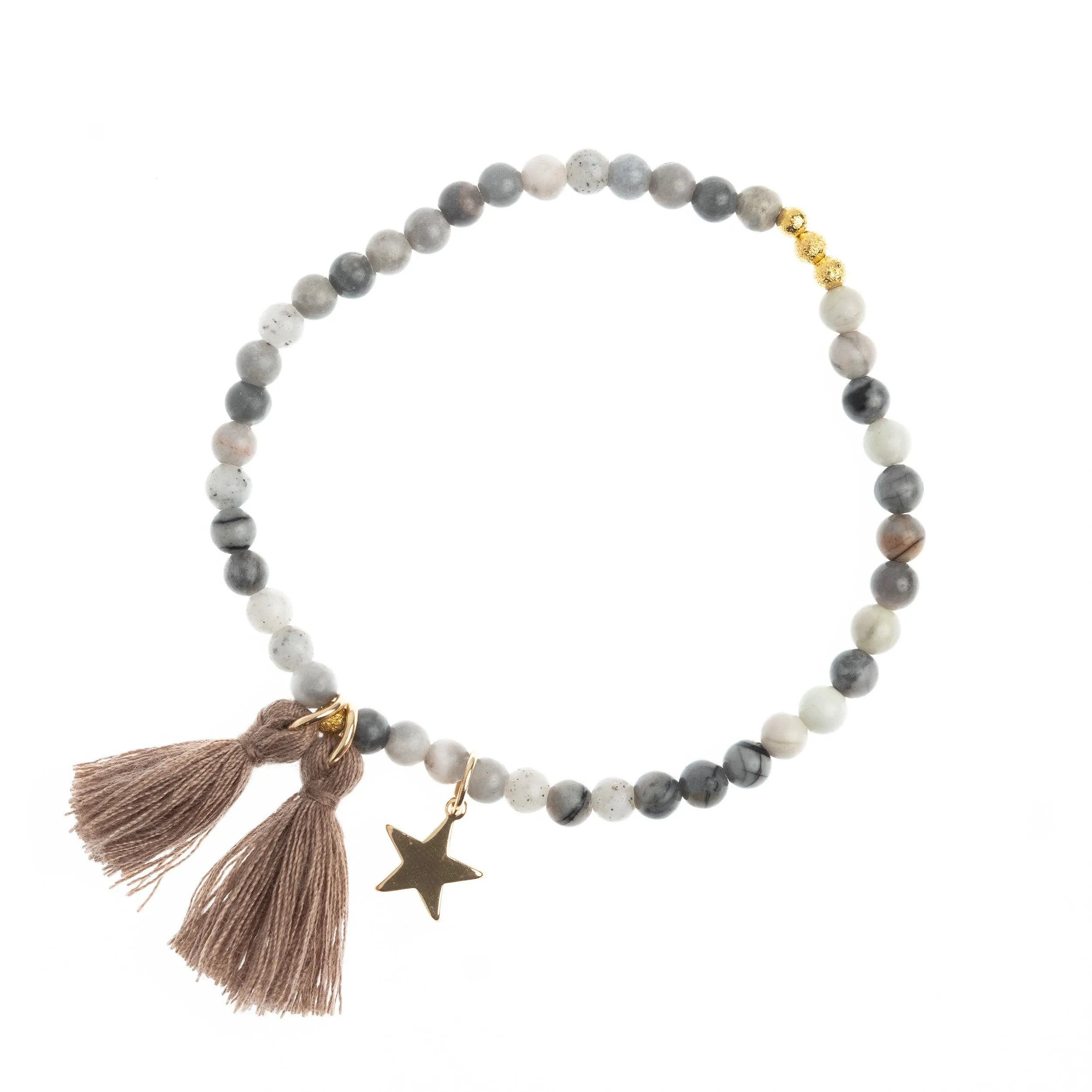 BEAD BRACELET 4 MM TAUPE STONE sold by DARK Department