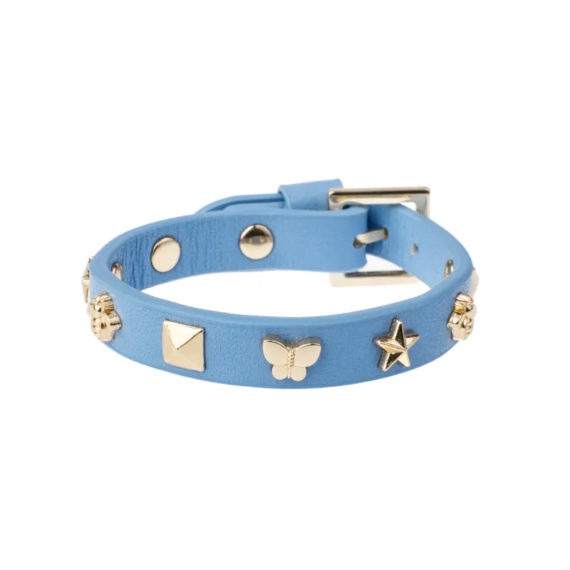 LEATHER SIGN STUD BRACELET IBIZA BLUE sold by DARK Department