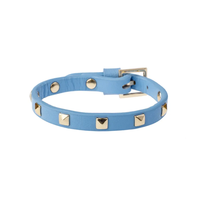 LEATHER STUD BRACELET MINI IBIZA BLUE sold by DARK Department