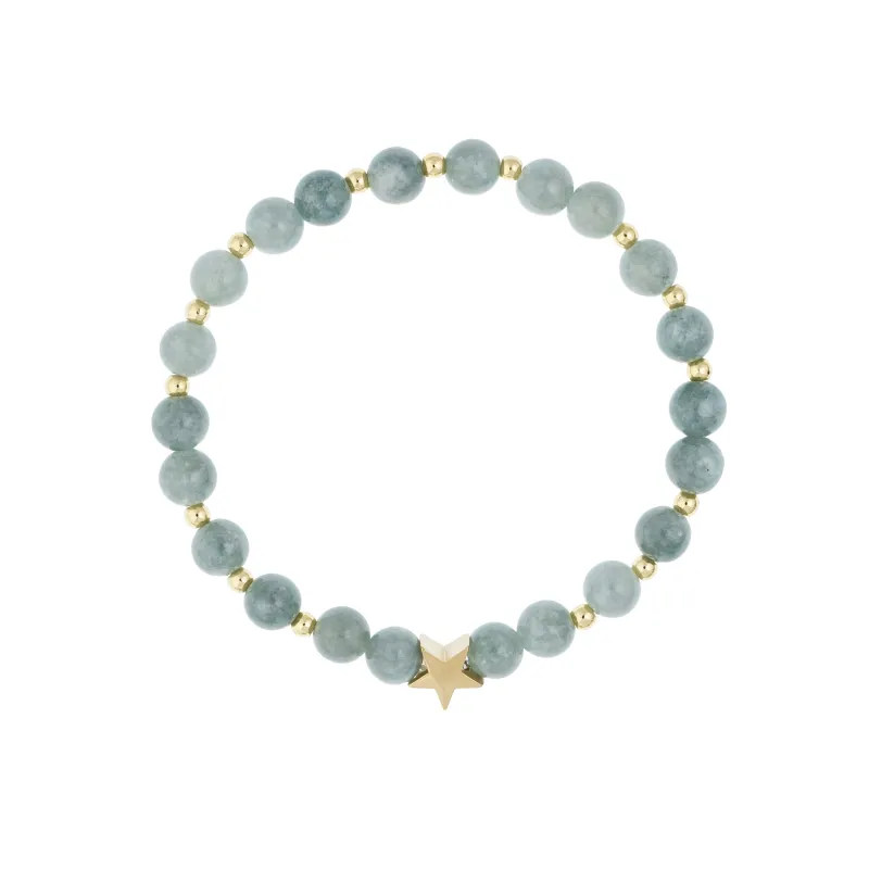 STONE BEAD BRACELET 6 MM W/GOLD BEADS GREEN JADE sold by DARK Department