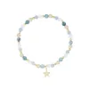 STONE BEAD BRACELET 4 MM W/GOLD BEADS BLUE & AQUAMARINE MIX sold by DARK Department
