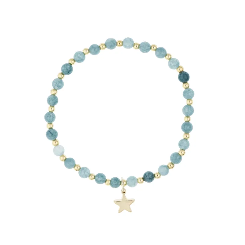 STONE BEAD BRACELET 4 MM W/GOLD BEADS GREEN JADE sold by DARK Department