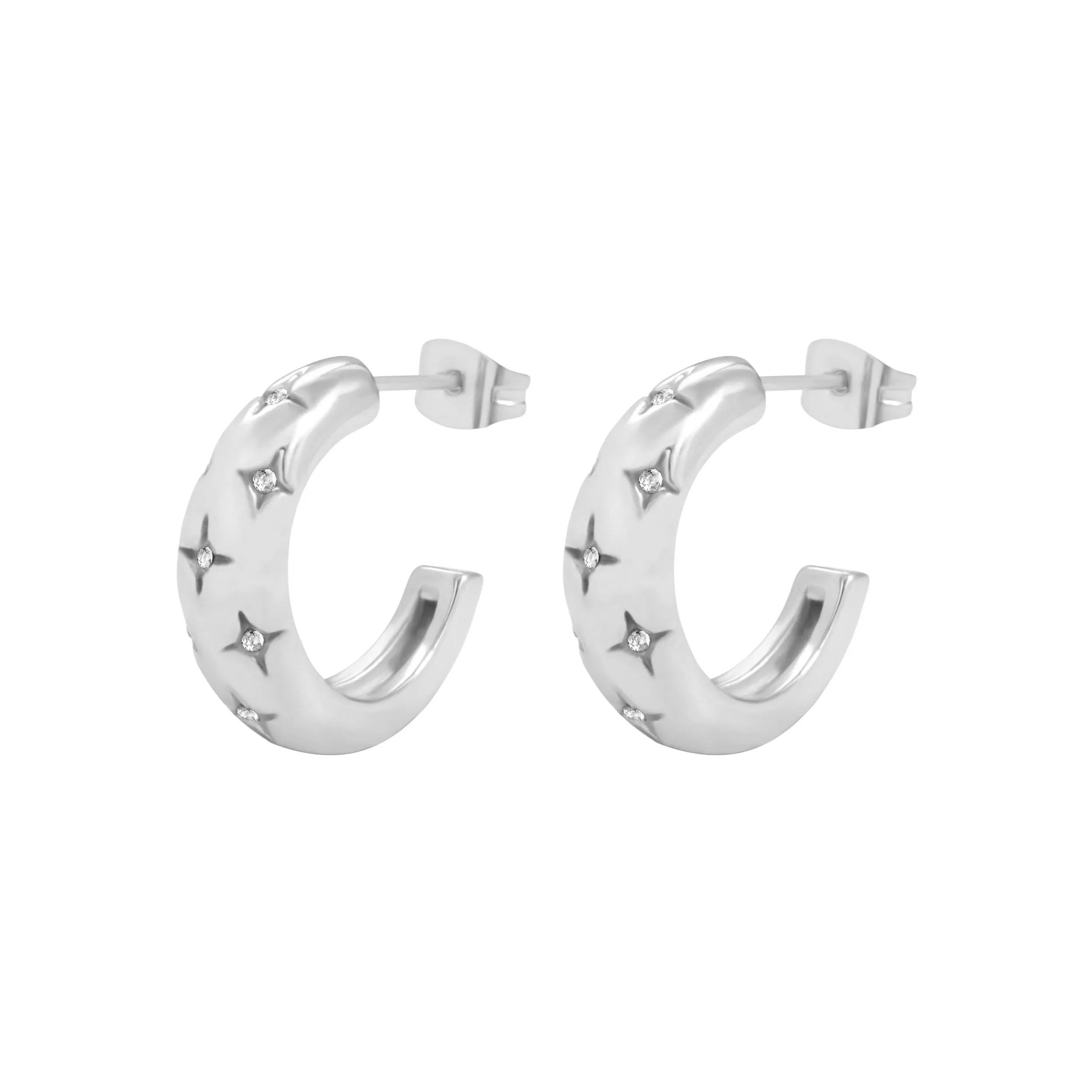 CHUNKY STAR CREOLE SILVER sold by DARK Department