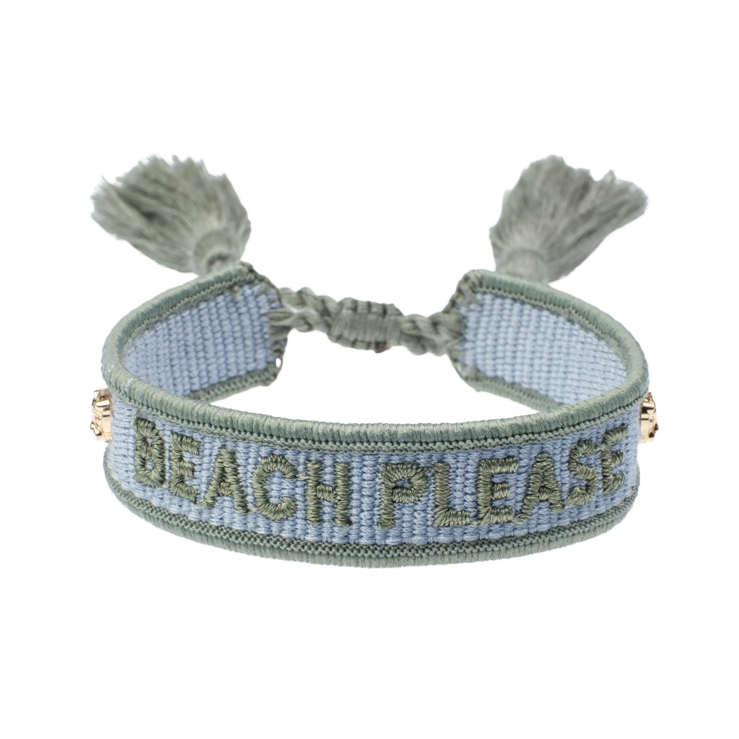 WOVEN FRIENDSHIP BRACELET THIN "Beach Please" Cool Blue & Milieu Green sold by DARK Department