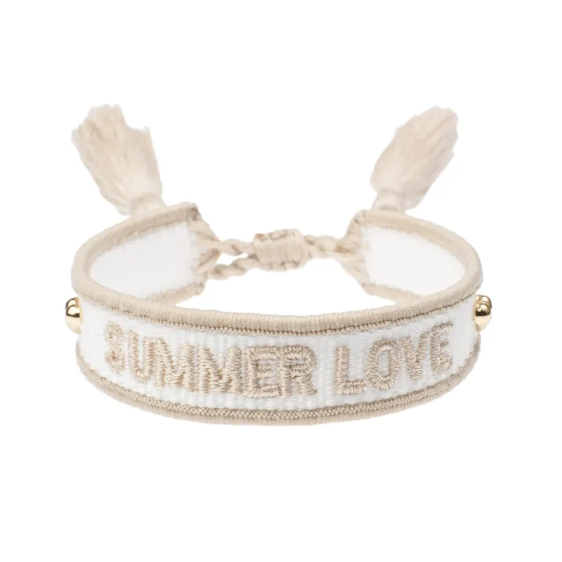WOVEN FRIENDSHIP BRACELET THIN "Summer Love" White & Sand sold by DARK Department
