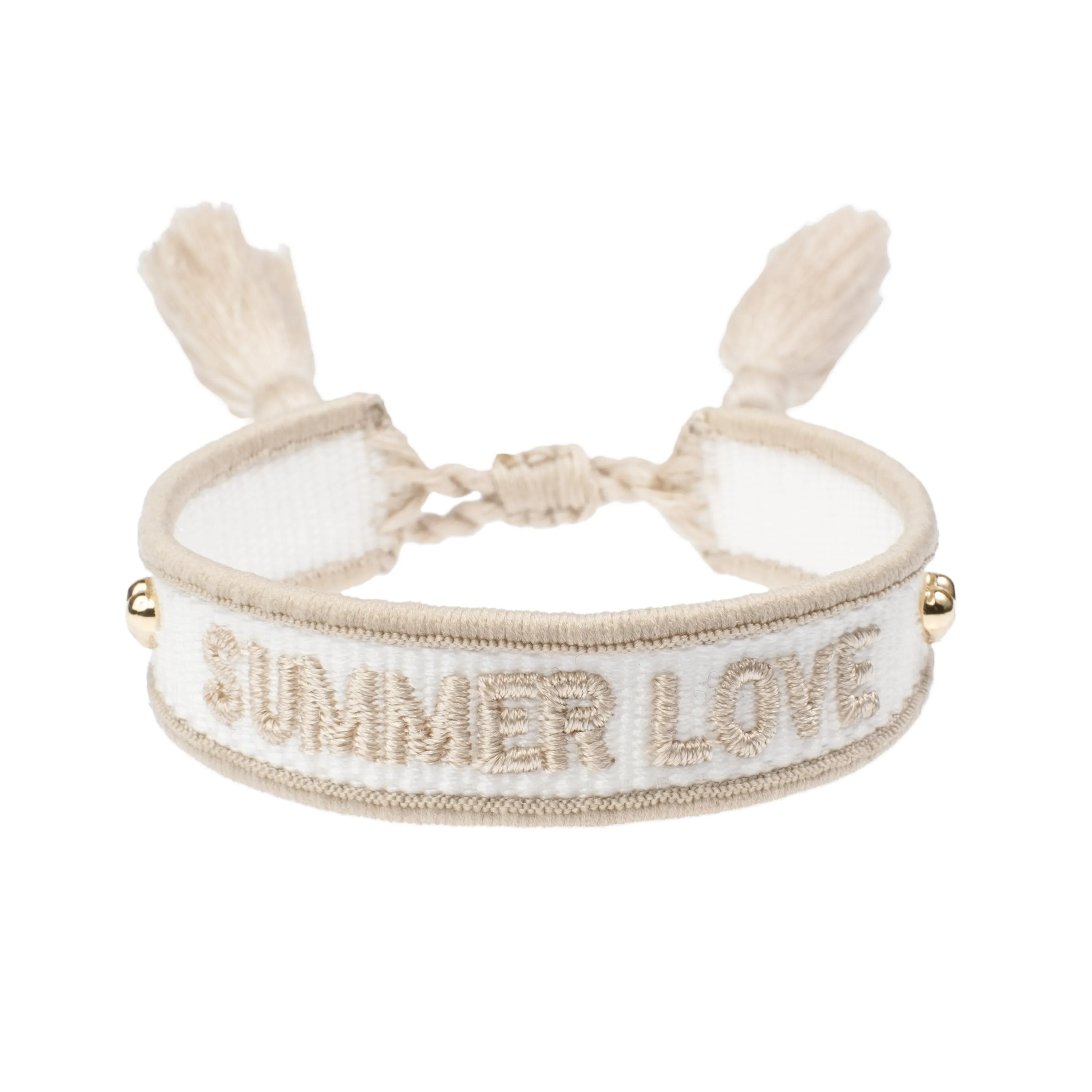 WOVEN FRIENDSHIP BRACELET THIN "Summer Love" White & Sand sold by DARK Department