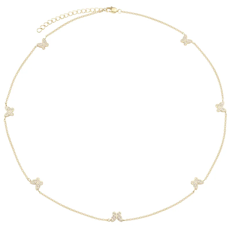 BUTTERFLY CHAIN NECKLACE W/CRYSTALS 38 CM sold by DARK Department