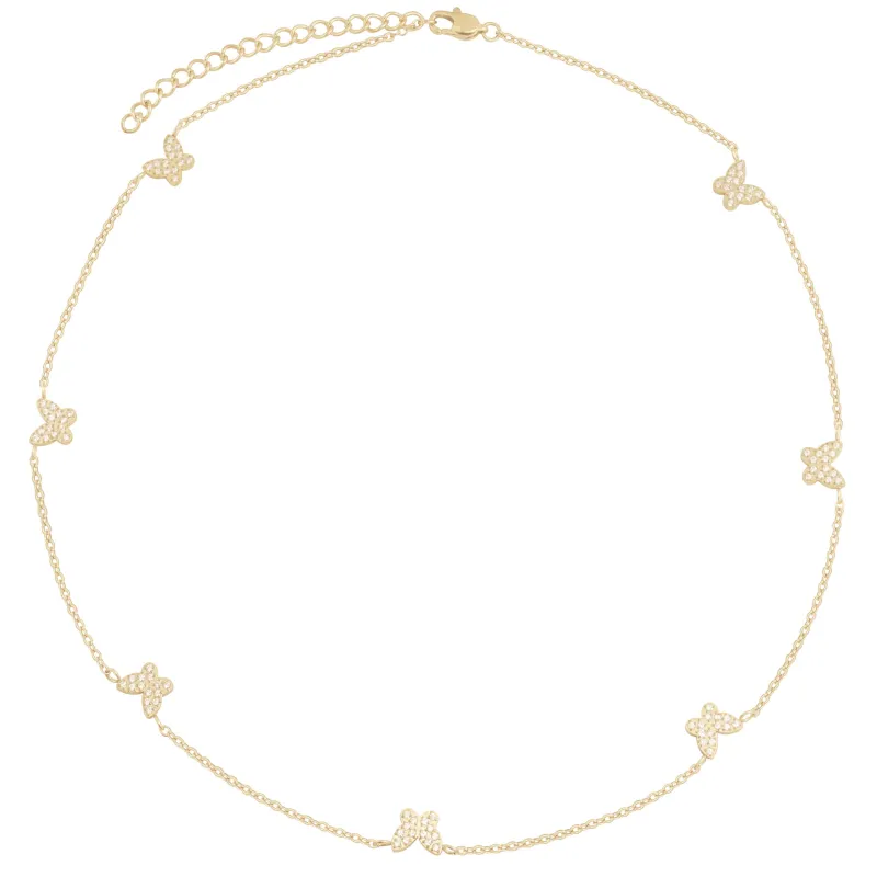 BUTTERFLY CHAIN NECKLACE W/CRYSTALS 45 CM sold by DARK Department