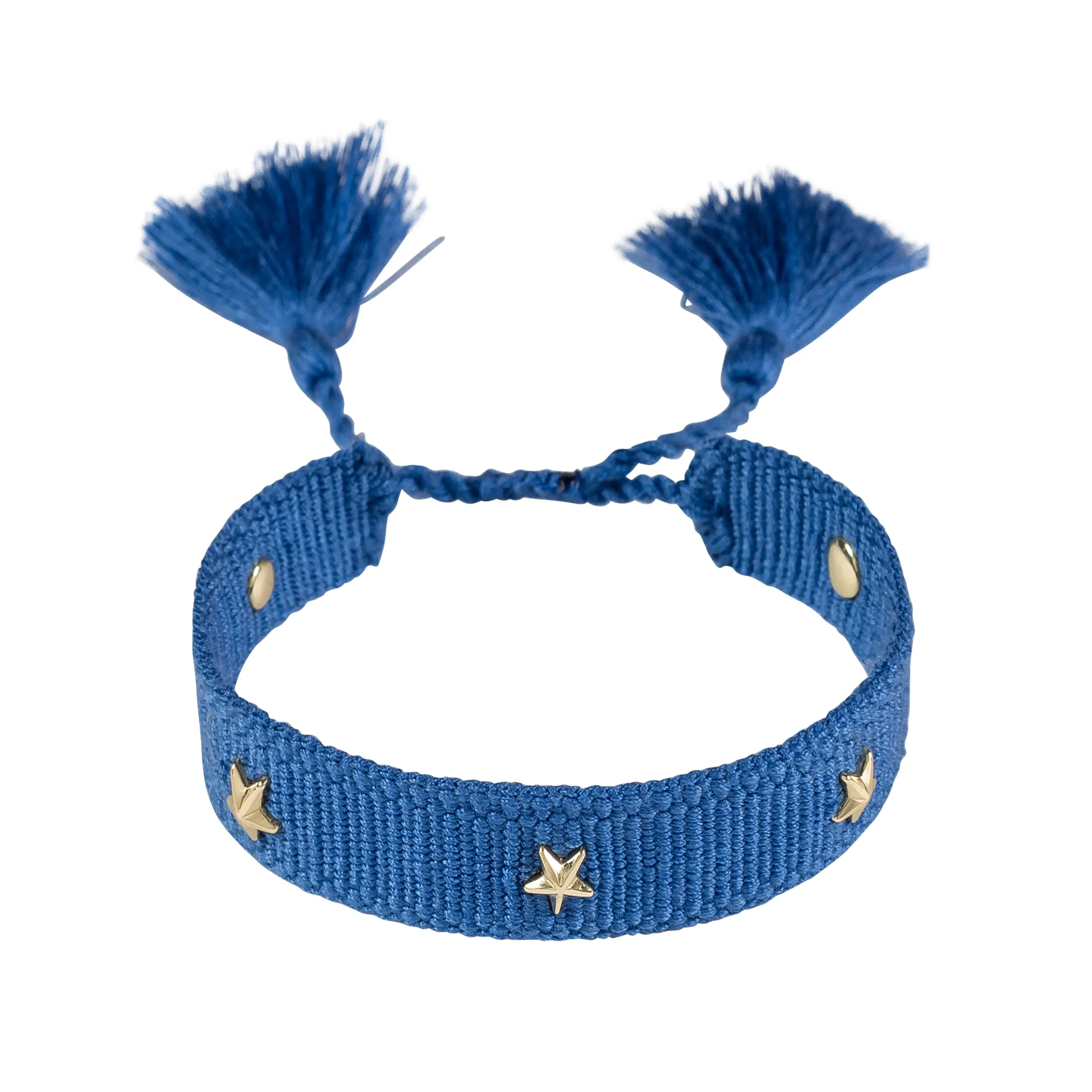 WOVEN FRIENDSHIP BRACELET THIN W/STAR STUD - STRONG BLUE sold by DARK Department
