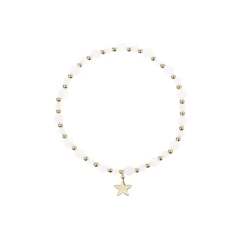 STONE BEAD BRACELET W/GOLD BEADS WHITE JADE sold by DARK Department