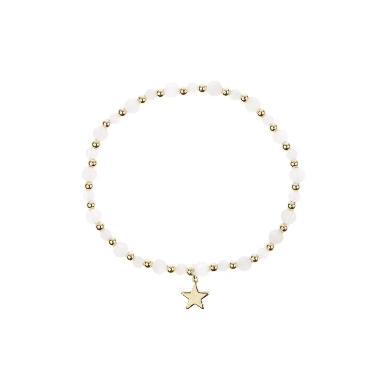 STONE BEAD BRACELET W/GOLD BEADS ROSE QUARTZ sold by DARK Department