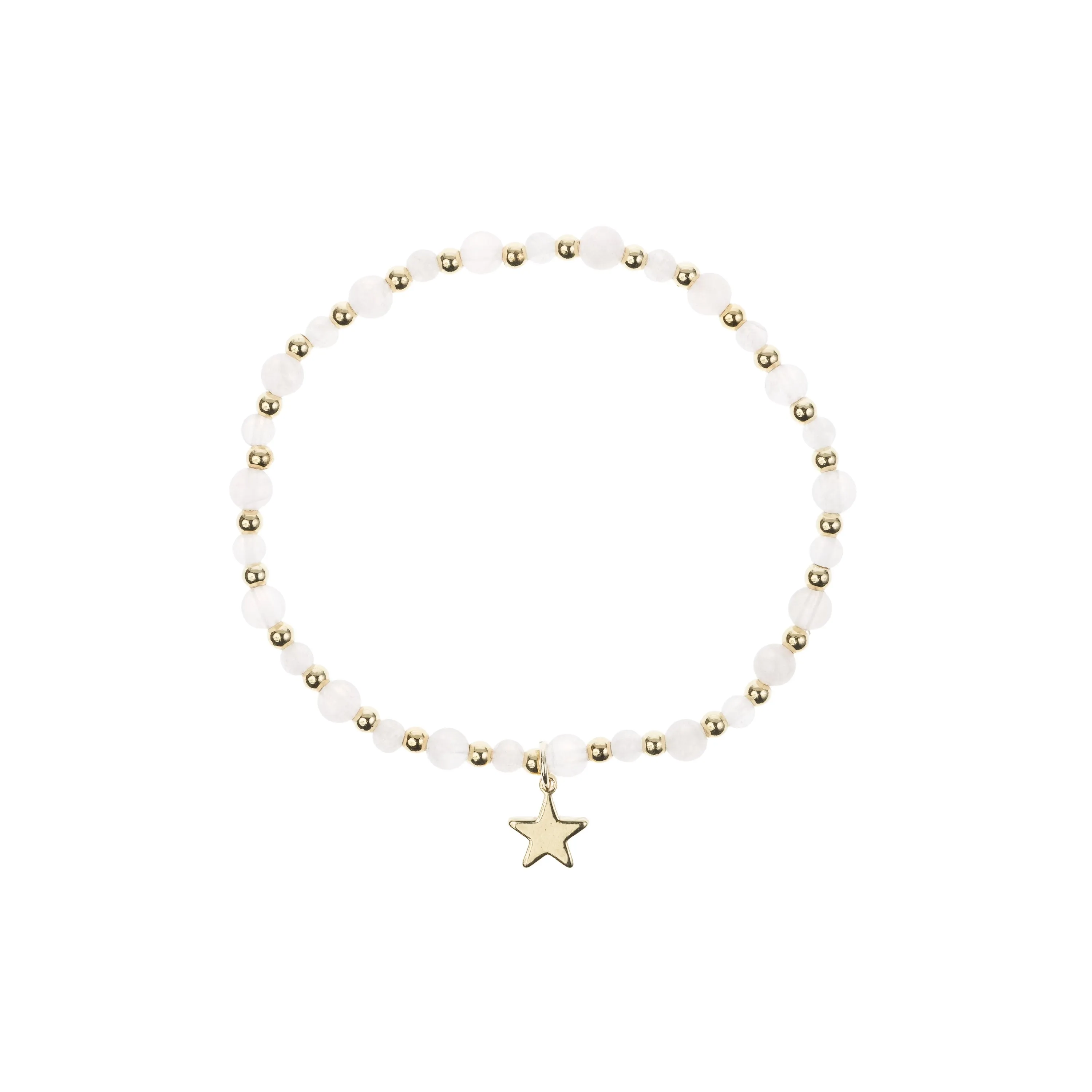 STONE BEAD BRACELET W/GOLD BEADS ROSE QUARTZ sold by DARK Department