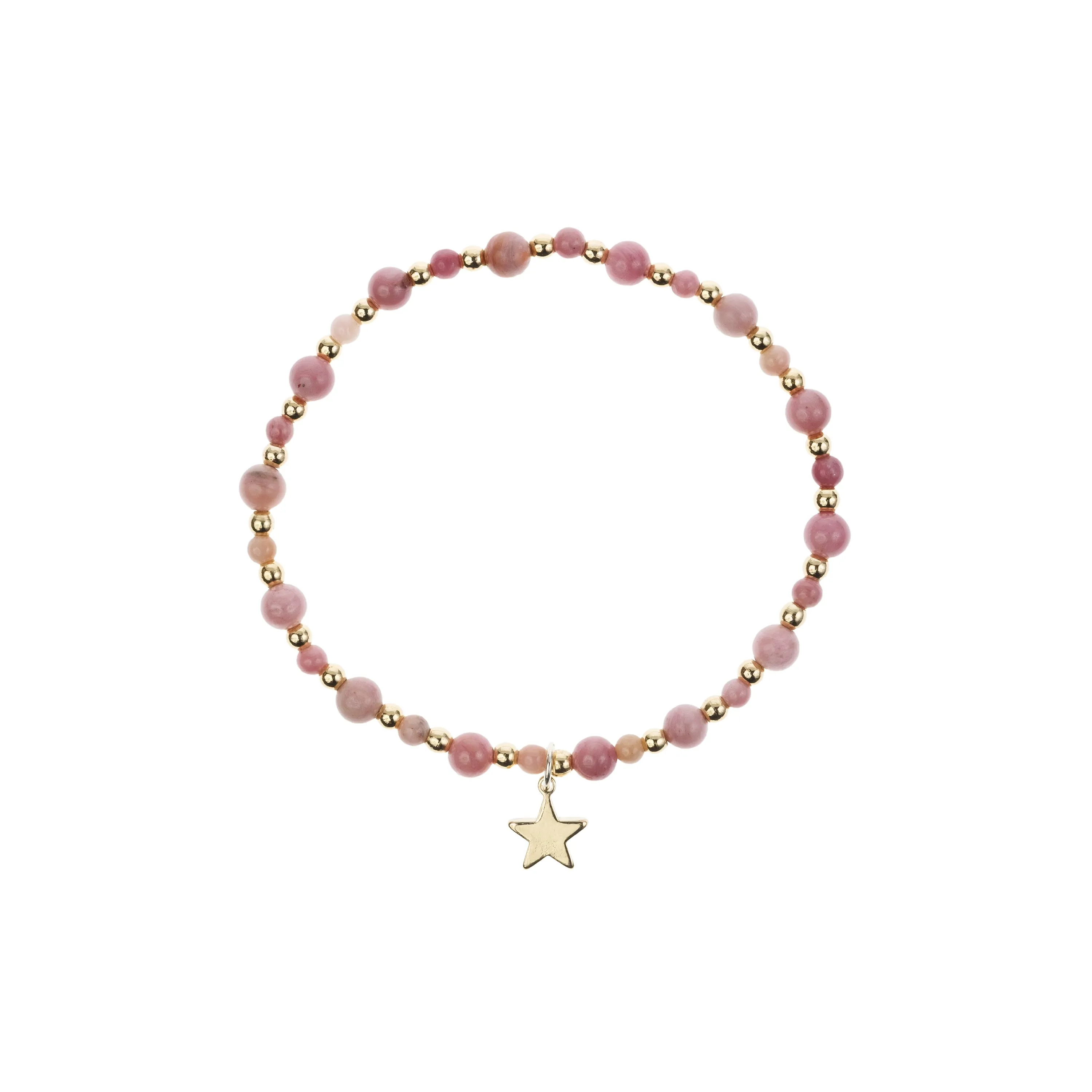 STONE BEAD BRACELET W/GOLD BEADS DUSTY ROSE sold by DARK Department