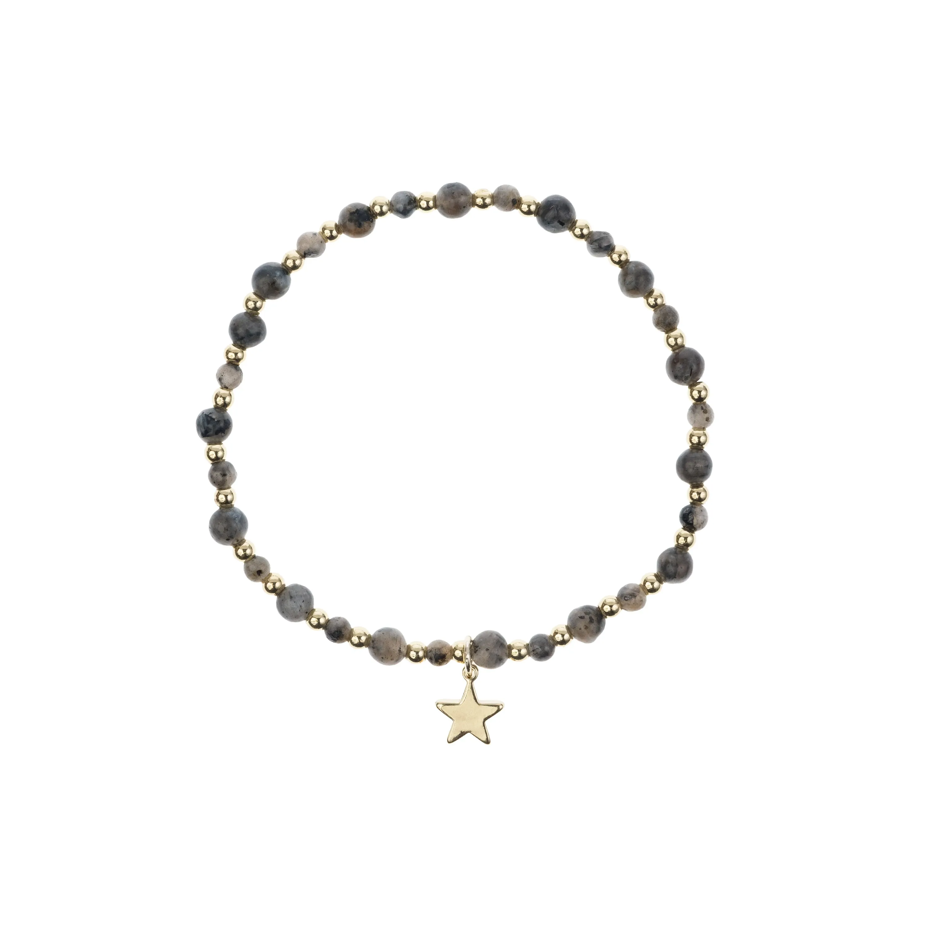 STONE BEAD BRACELET W/GOLD BEADS DARK GREY sold by DARK Department