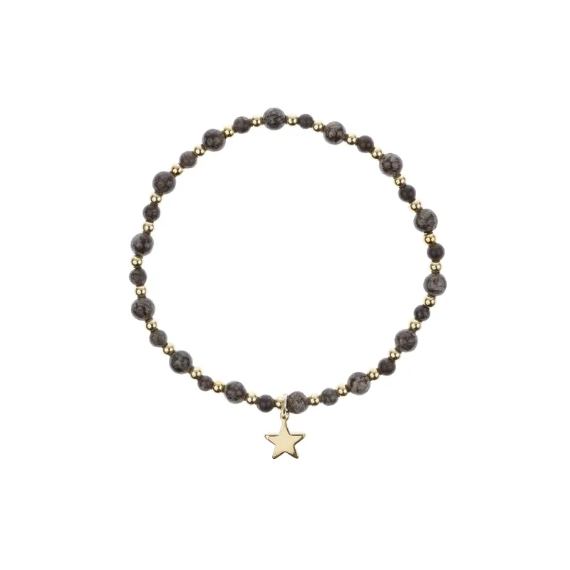 STONE BEAD BRACELET W/GOLD BEADS CHOCOLATE BROWN sold by DARK Department