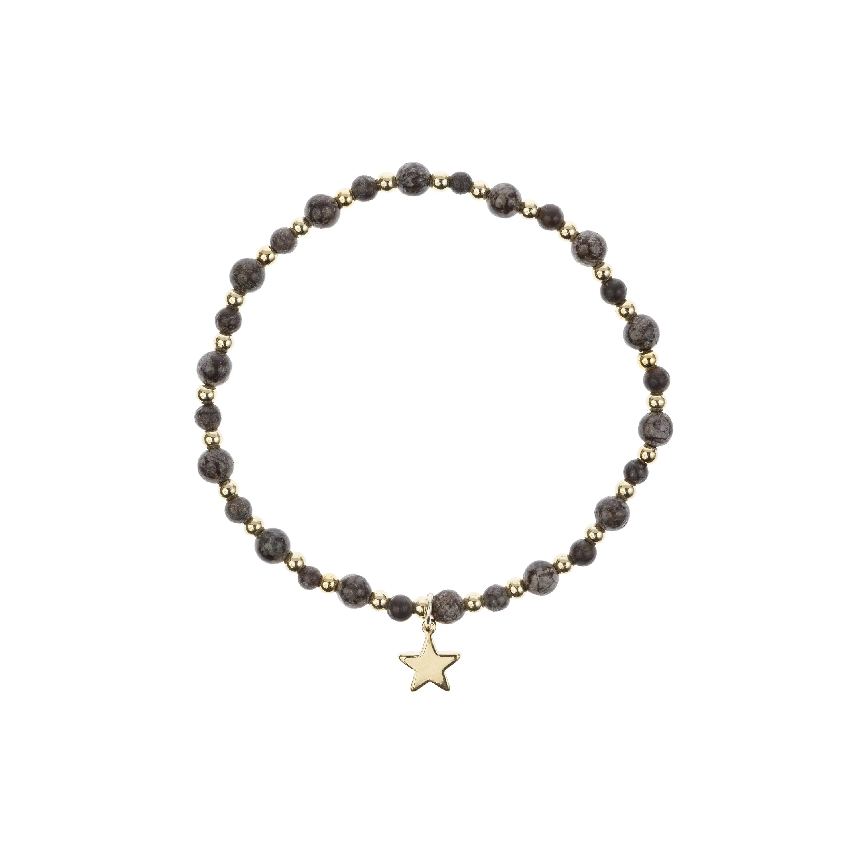 STONE BEAD BRACELET W/GOLD BEADS CHOCOLATE BROWN sold by DARK Department