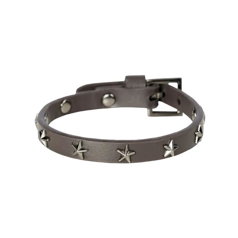 LEATHER STAR STUD BRACELET MINI CHOCOLATE BROWN W/GUN sold by DARK Department