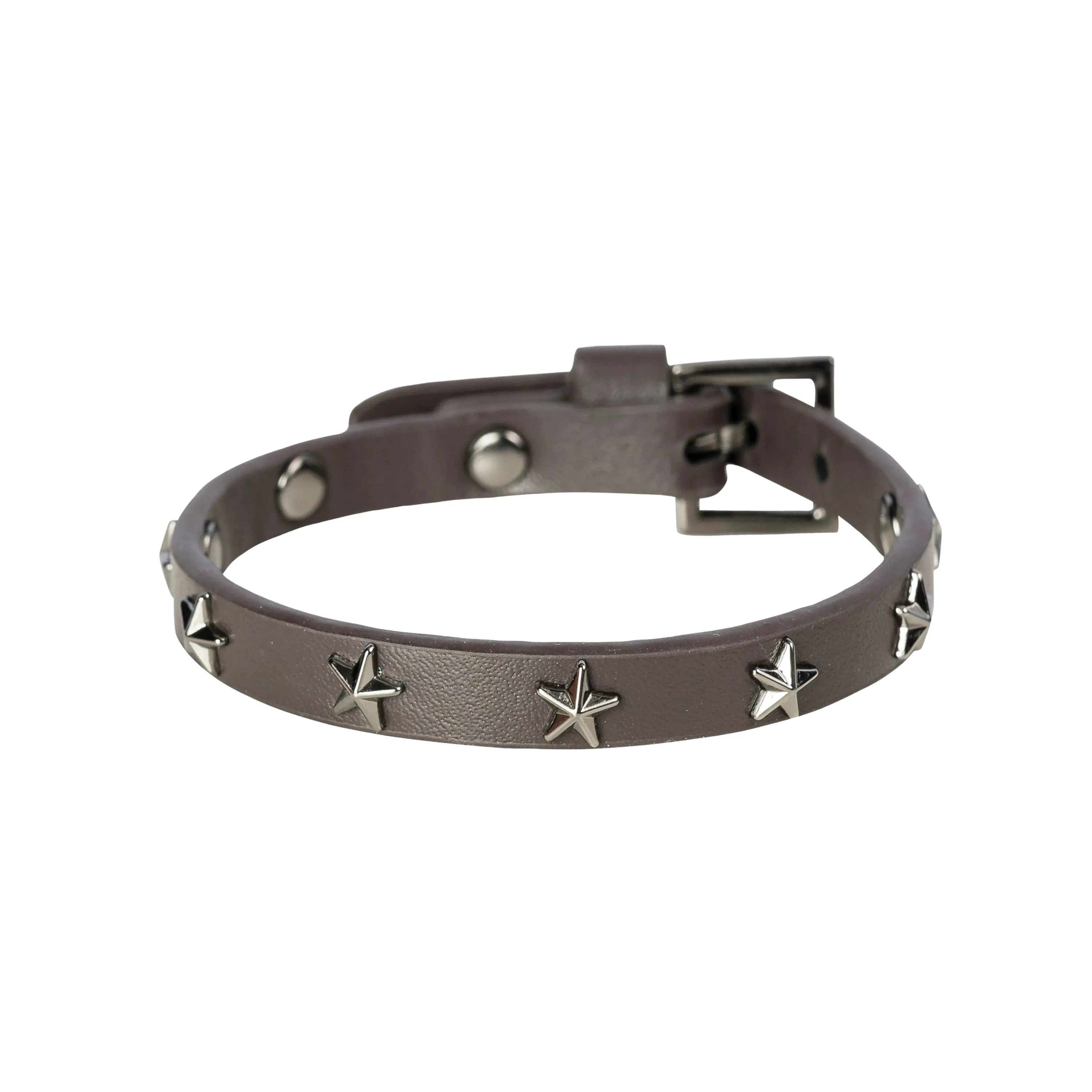 LEATHER STAR STUD BRACELET MINI CHOCOLATE BROWN W/GUN sold by DARK Department