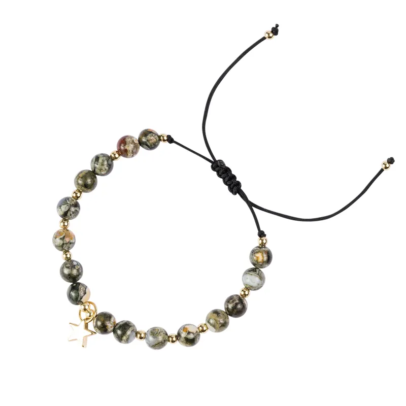 STONE BEAD BRACELET 6 MM FADED ARMY sold by DARK Department