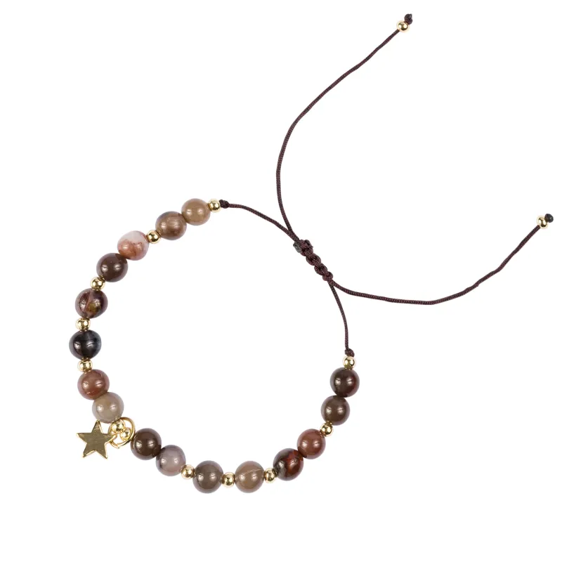 STONE BEAD BRACELET 6 MM SOFT BROWN made by DARK Department