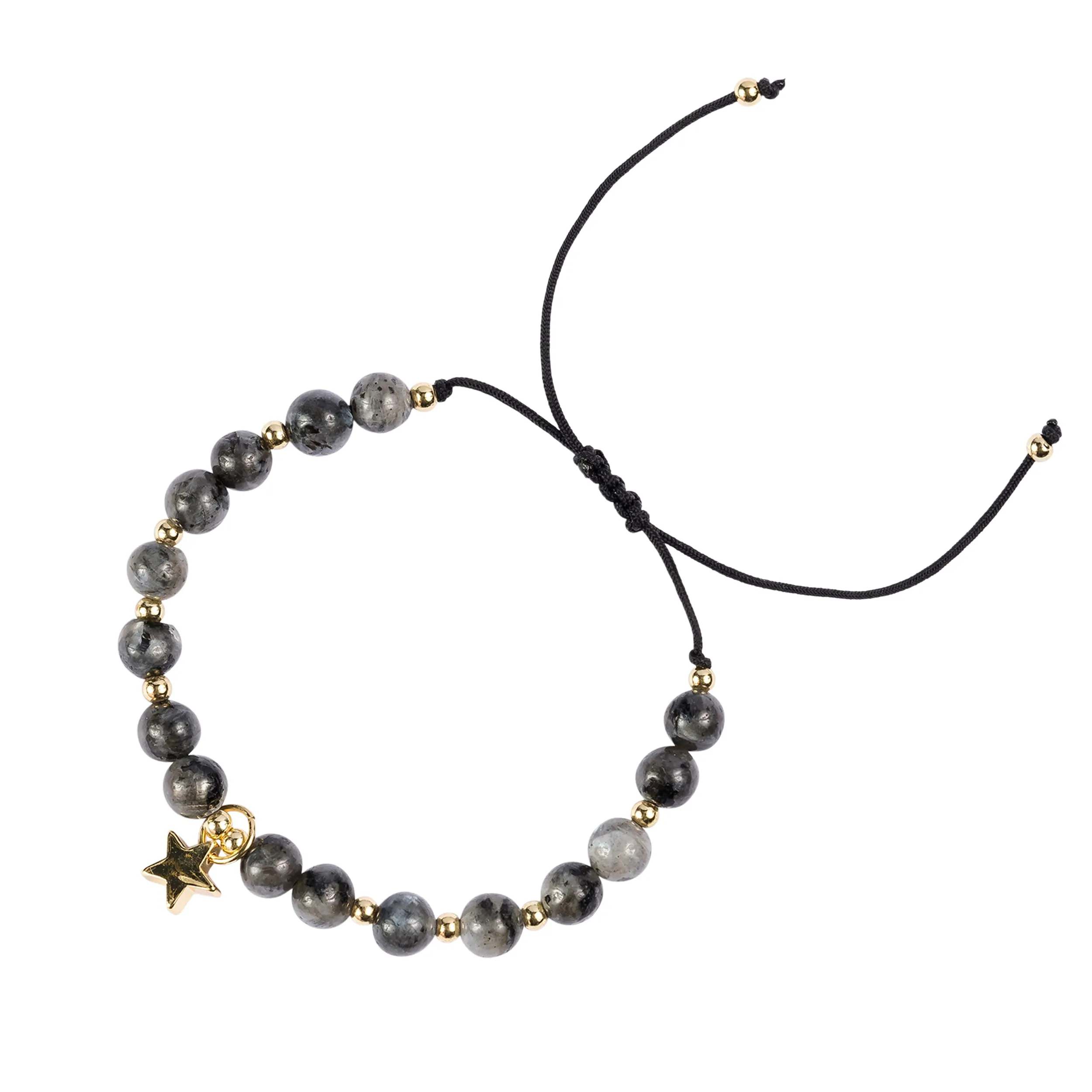STONE BEAD BRACELET 6 MM DARK GREY W/GOLD sold by DARK Department