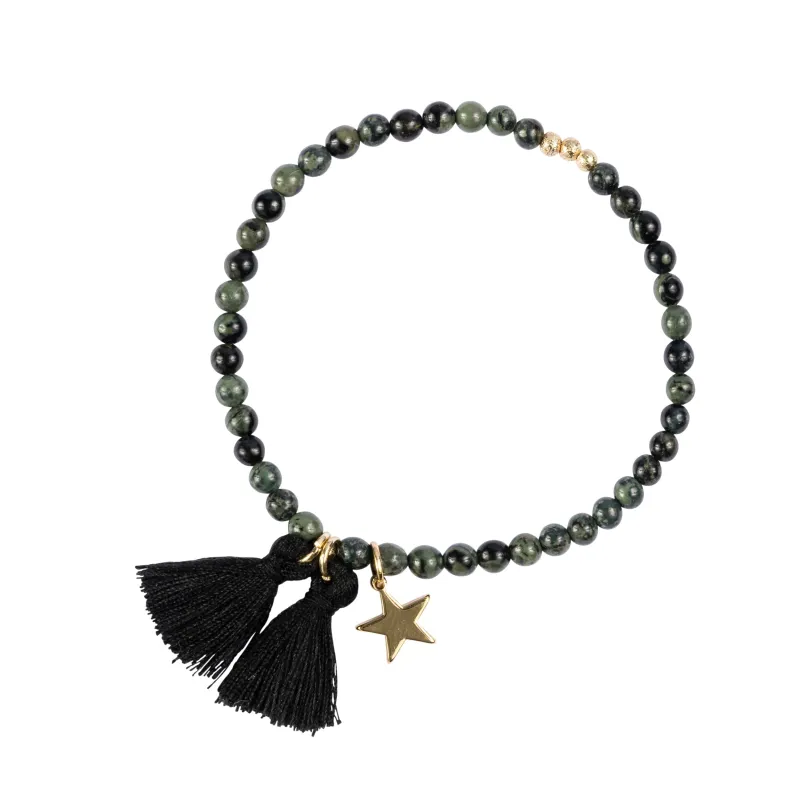 STONE BEAD BRACELET 4 MM PINE sold by DARK Department