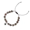 STONE BEAD BRACELET 8 MM CHOCOLATE BROWN W/SILVER sold by DARK Department