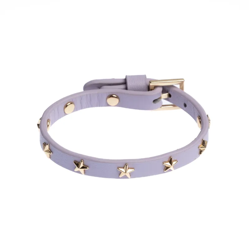 LEATHER STAR STUD BRACELET MINI LIGHT LAVENDEL sold by DARK Department
