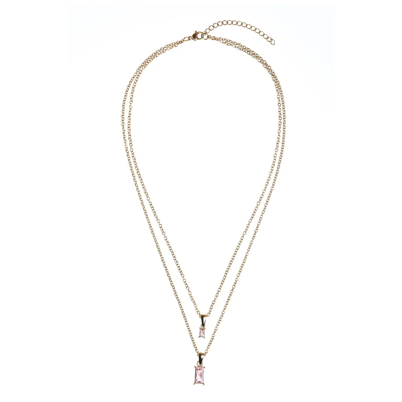 BAGUETTE CRYSTAL NECKLACE PALE ROSE sold by DARK Department