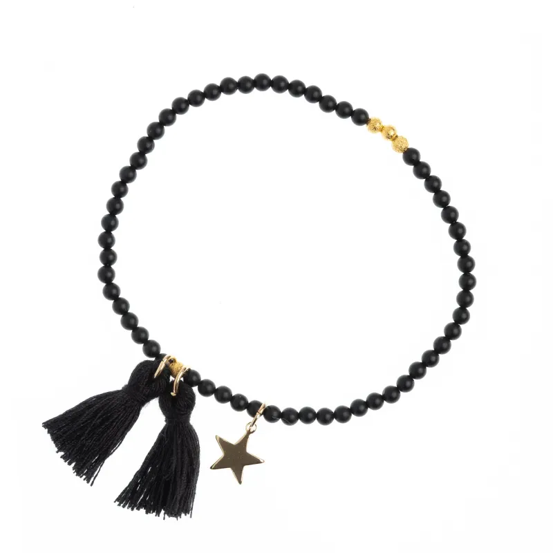 BEAD BRACELET 3 MM MATTE BLACK STONE sold by DARK Department