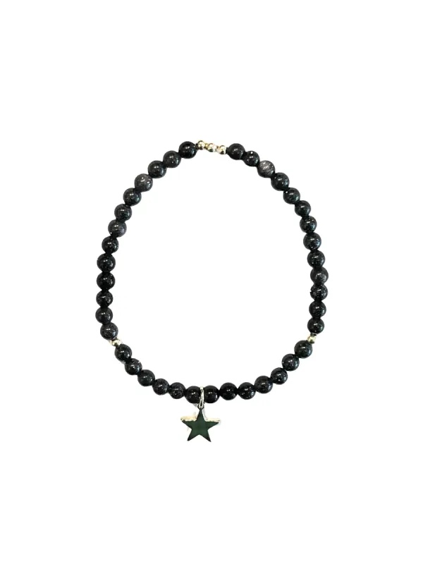 STONE BEAD BRACELET 4 MM ANTRACITE sold by DARK Department