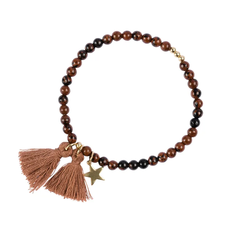 STONE BEAD BRACELET 4 MM DARK COGNAC sold by DARK Department