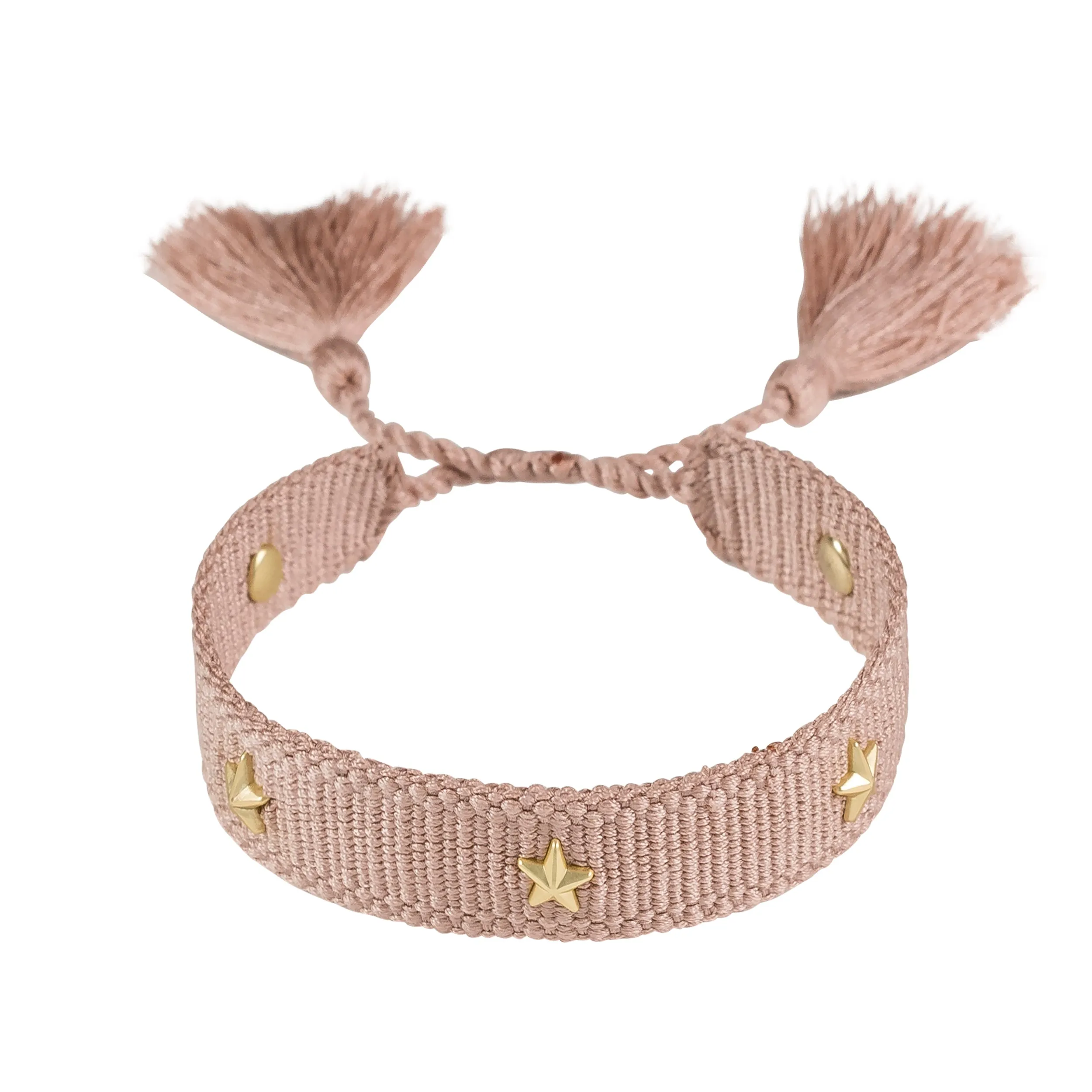 WOVEN FRIENDSHIP BRACELET THIN W/STAR STUD - VINTAGE ROSE W/MATTE GOLD sold by DARK Department