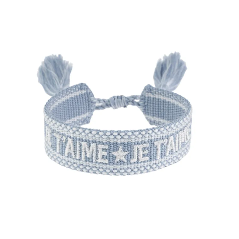WOVEN FRIENDSHIP BRACELET - "Je T'aime" Cool Blue sold by DARK Department