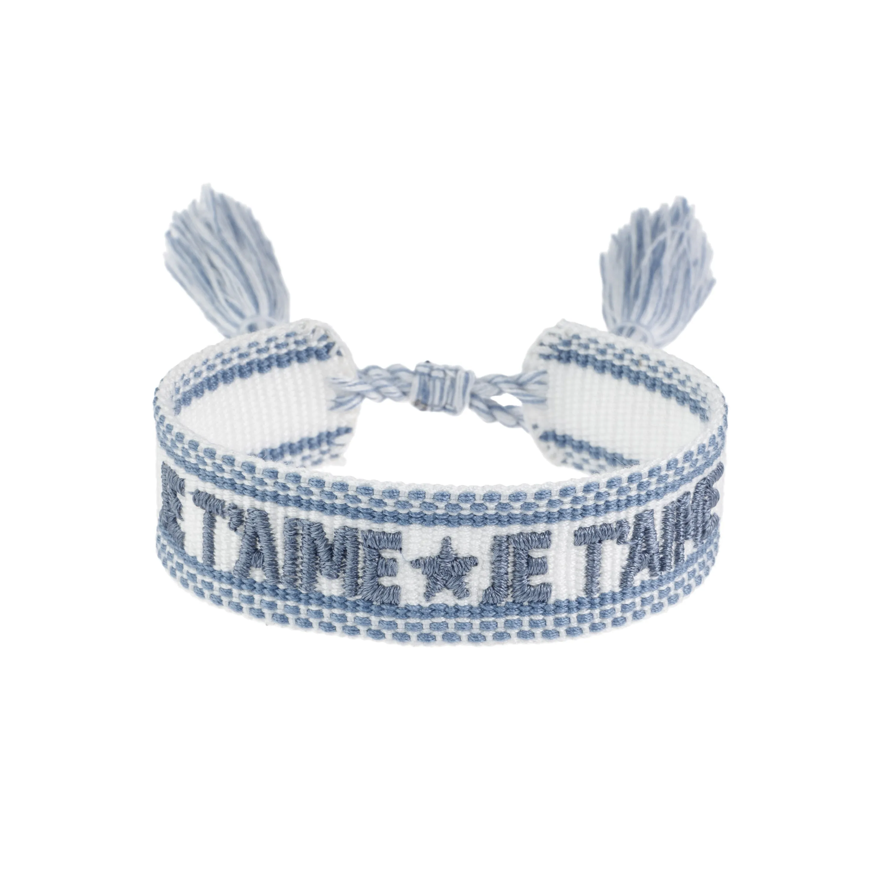 WOVEN FRIENDSHIP BRACELET - "Je Taime" White W/Country Blue sold by DARK Department