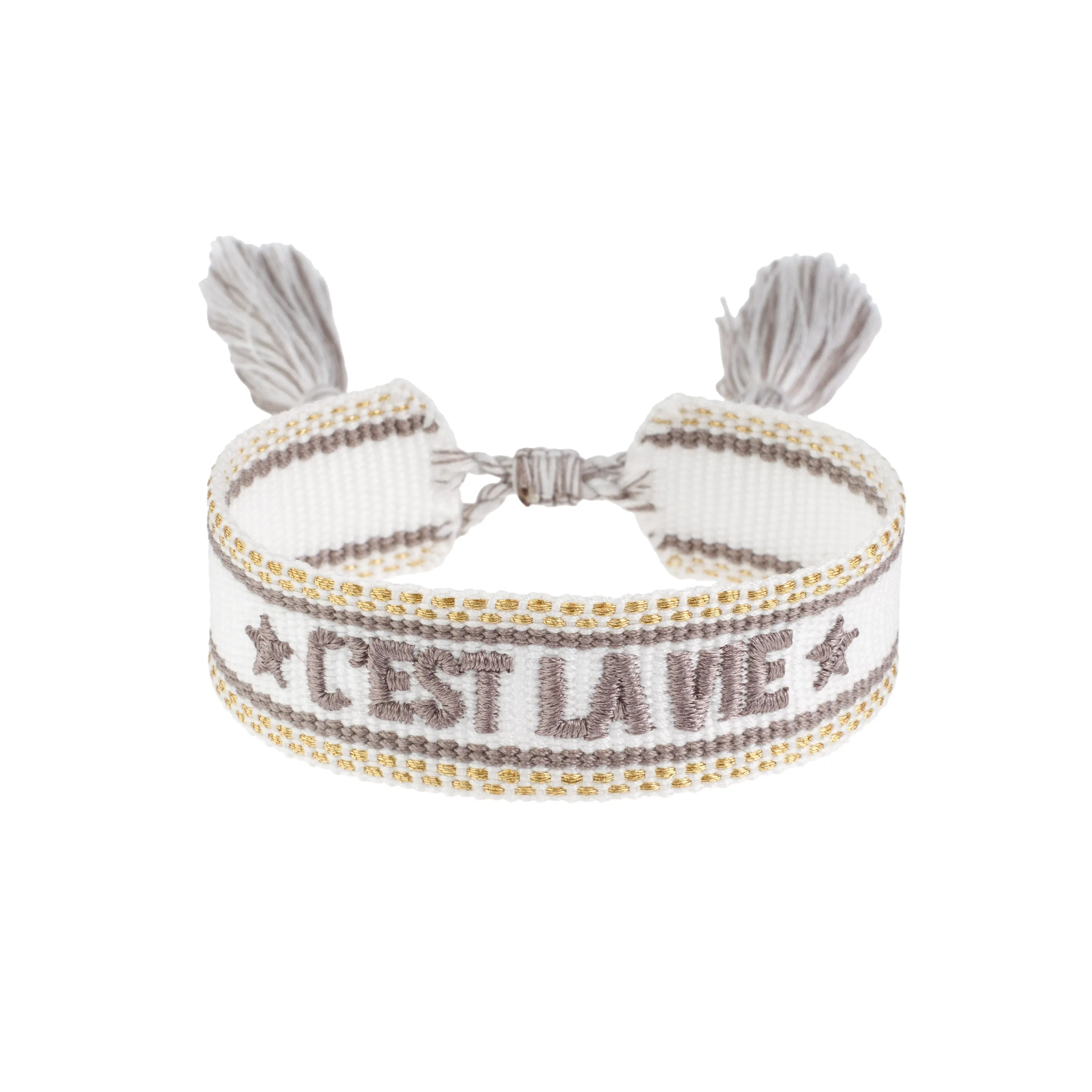 WOVEN FRIENDSHIP BRACELET - "C´est La Vie" White W/Warm Taupe sold by DARK Department