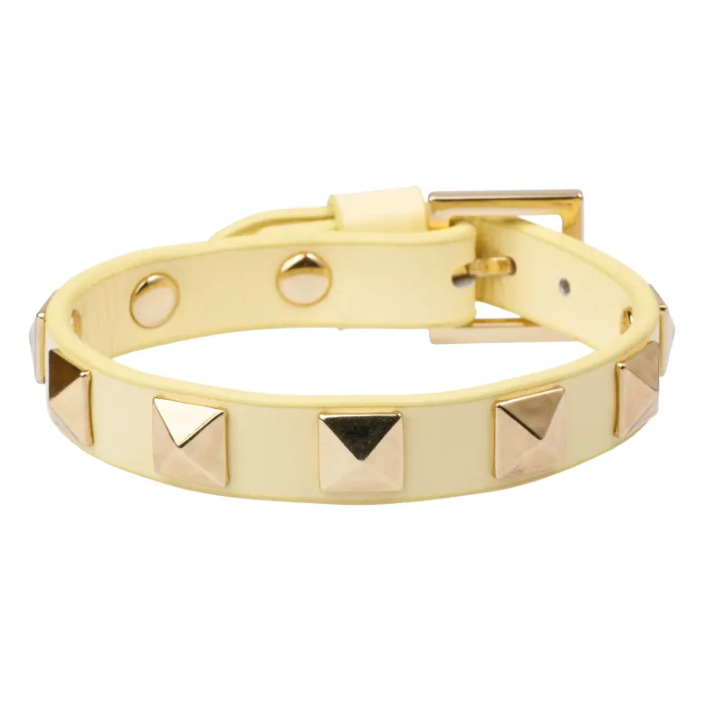 LEATHER STUD BRACELET PALE YELLOW made by DARK Department