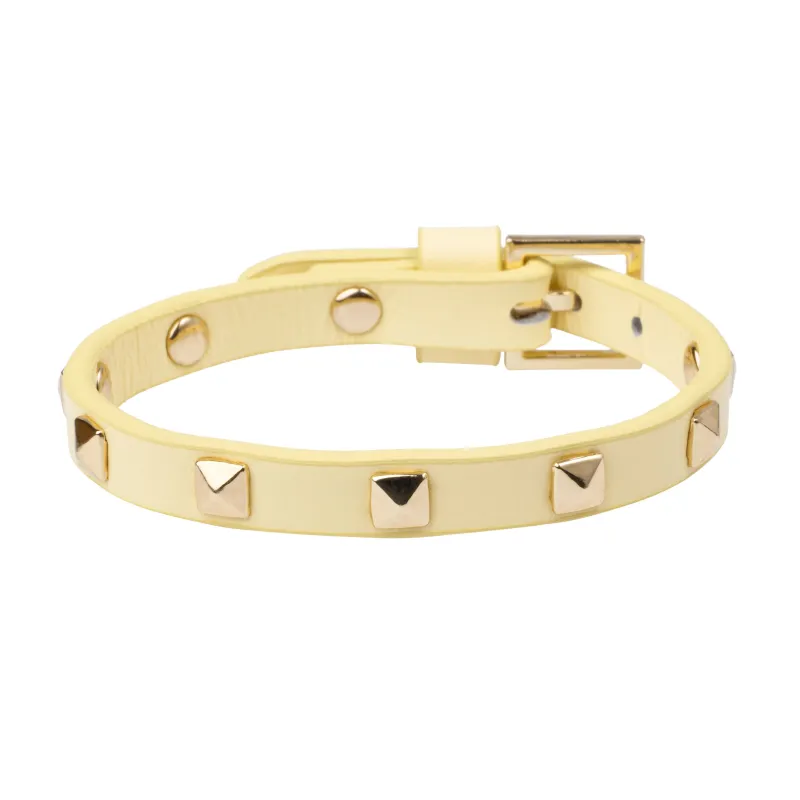 LEATHER STUD BRACELET MINI PALE YELLOW made by DARK Department