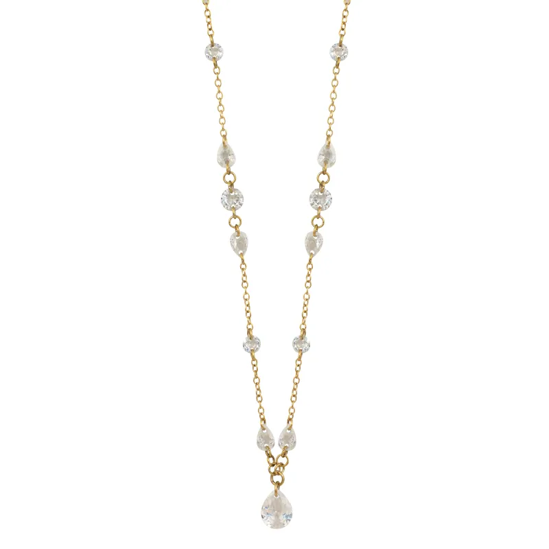 CLEAR CRYSTAL DROP NECKLACE sold by DARK Department