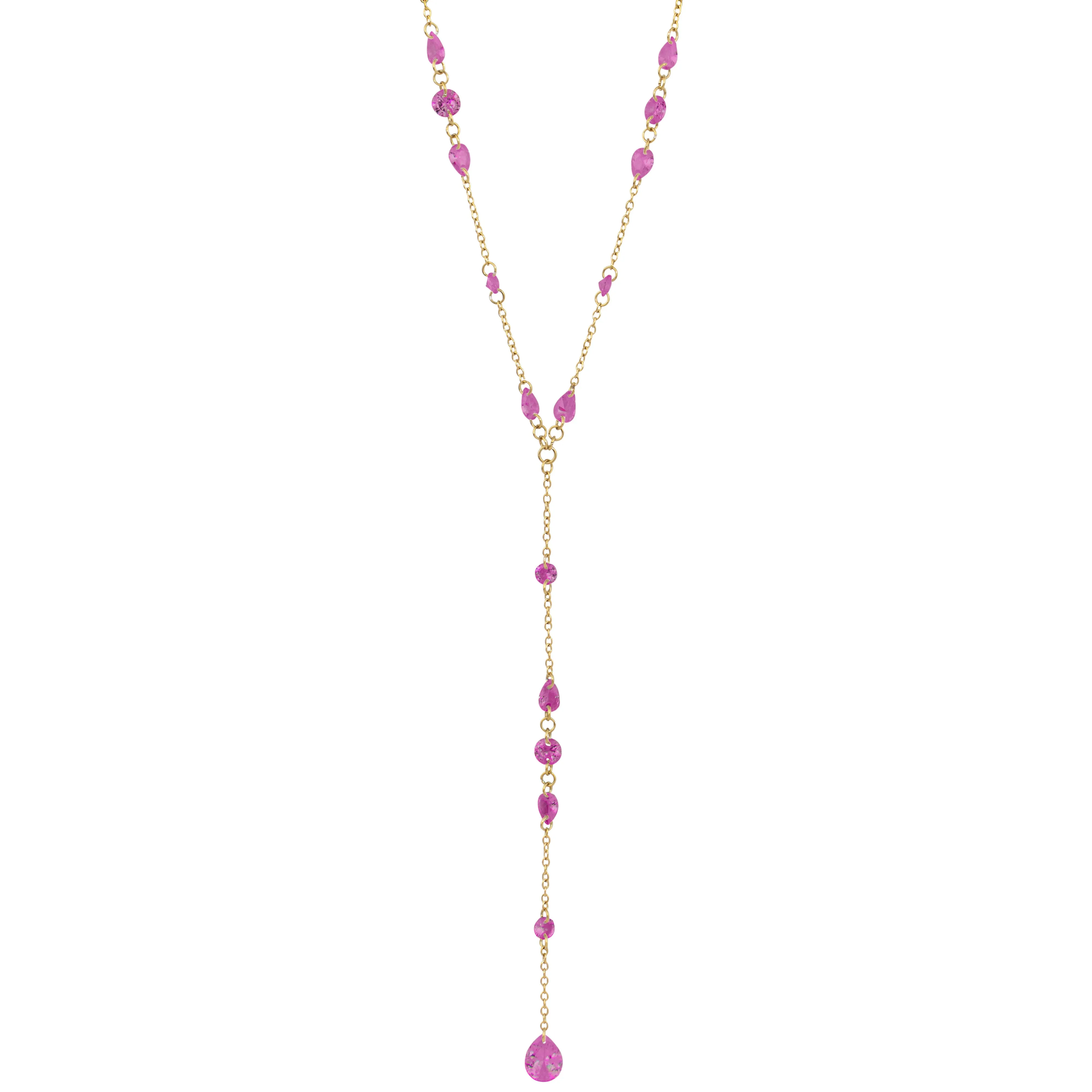 CLEAR CRYSTAL DROP Y NECKLACE PINK sold by DARK Department