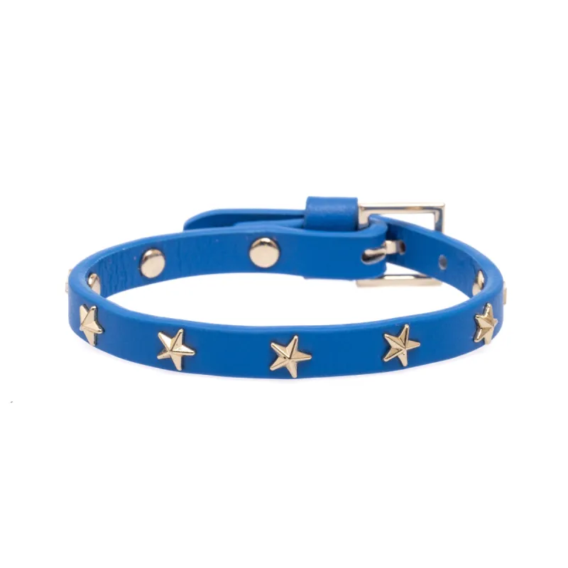 LEATHER STAR STUD BRACELET STRONG BLUE sold by DARK Department