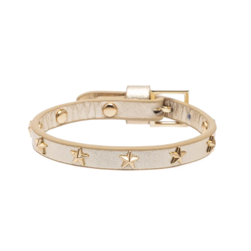 LEATHER STAR STUD BRACELET GOLD METALLIC sold by DARK Department