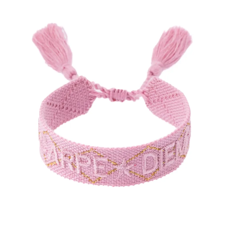 WOVEN FRIENDSHIP BRACELET "Carpe Diem" Rose W/Gold sold by DARK Department