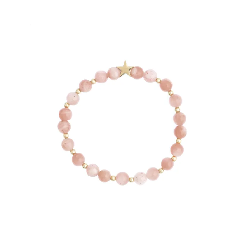 STONE BEAD BRACELET 6 MM W/GOLD BEADS SUNSTONE sold by DARK Department