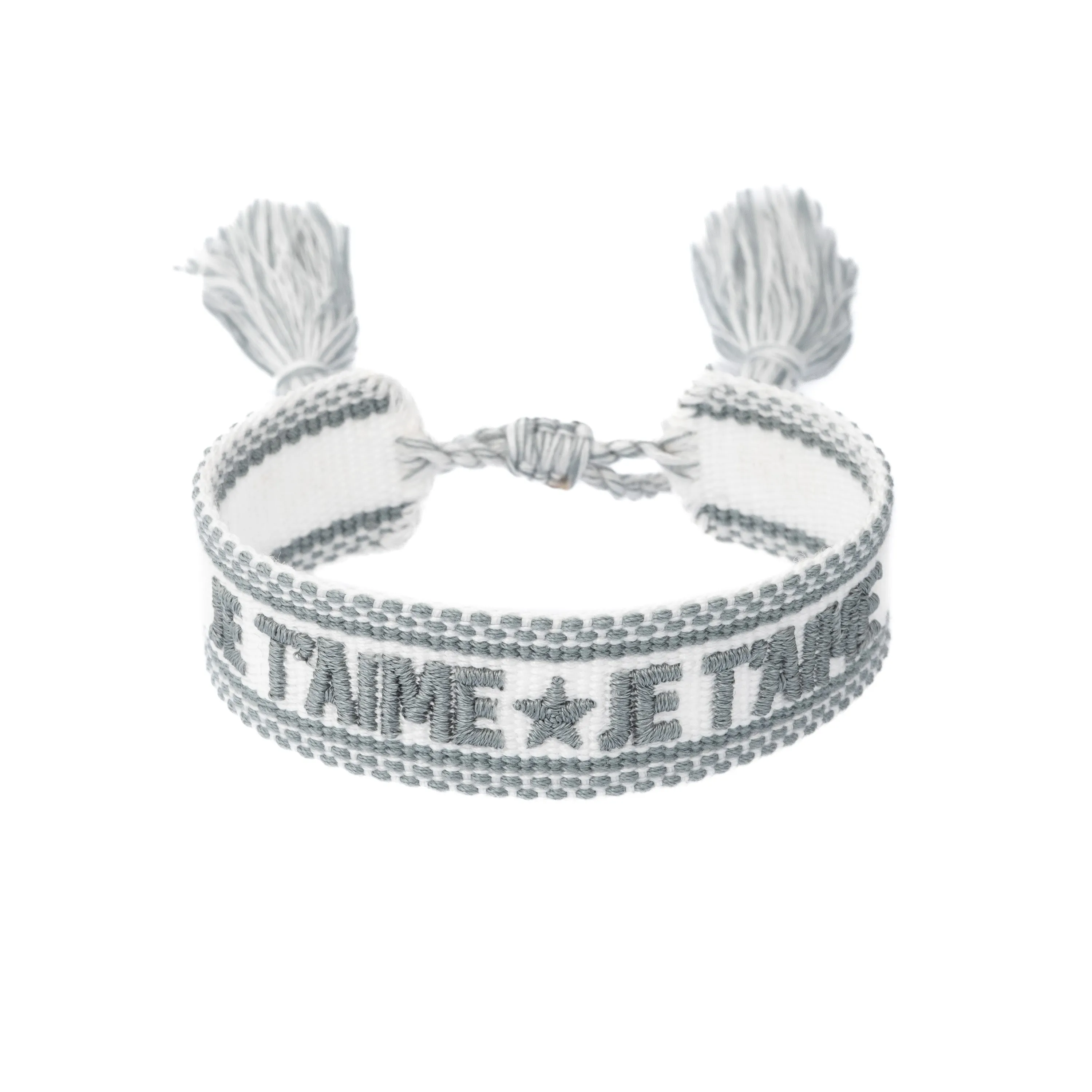 WOVEN FRIENDSHIP BRACELET "Je T'aime" White W/Teal sold by DARK Department