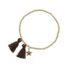 METAL BEAD BRACELET W/TASSEL CHOCOLATE BROWN sold by DARK Department