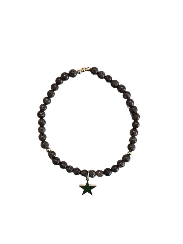 STONE BEAD BRACELET 4 MM CHOCOLATE BROWN sold by DARK Department