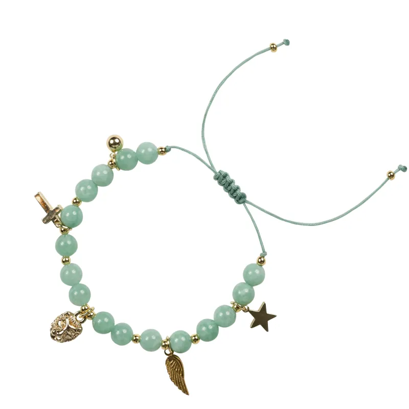 STONE BEAD BRACELET 6 MM W/CHARMS - GREEN JADE sold by DARK Department